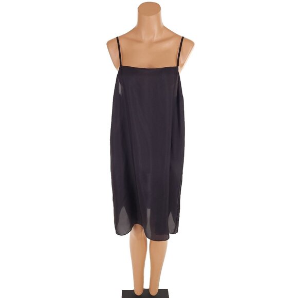 Sacai 36" Midi Satin Slip Size 3 L Black Intimates Dress Japan 22-06237 - Picture 1 of 7